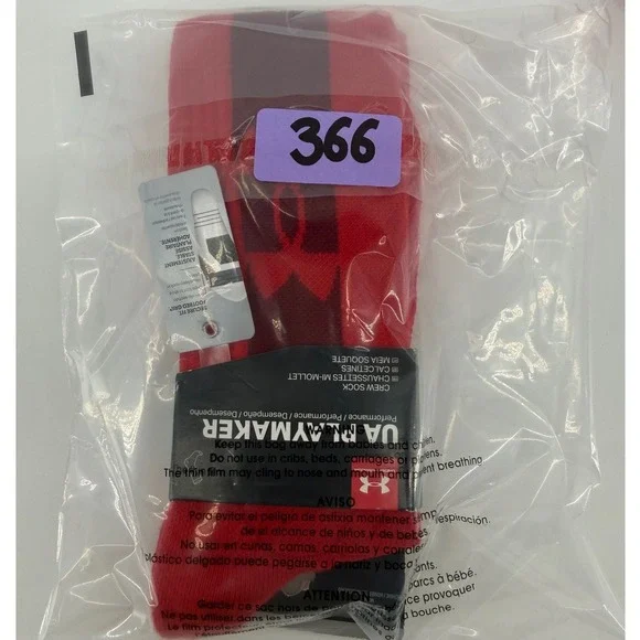 Under Armour UA Playmaker Red Crew Socks Men Size 12-16 - Picture 5 of 5